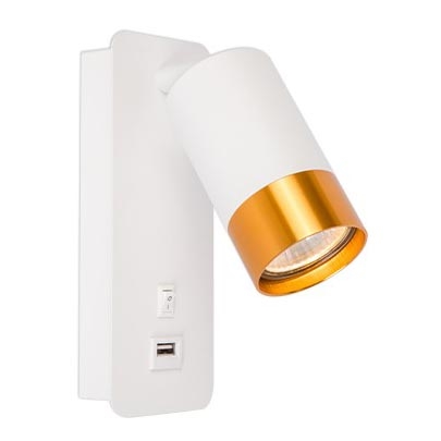 Точковий настінний світильник із зарядкою USB 1xGU10/35W/230V білий/золотий