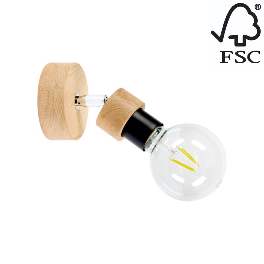 Точковий настінний світильник MARJOLAINE 1xE27/25W/230V дуб – сертифіковано FSC