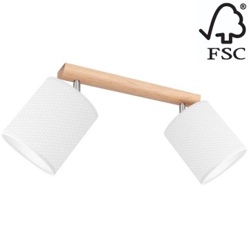 Точковий світильник BENITA 2xE27/25W/230V білий/дуб – FSC сертифіковано