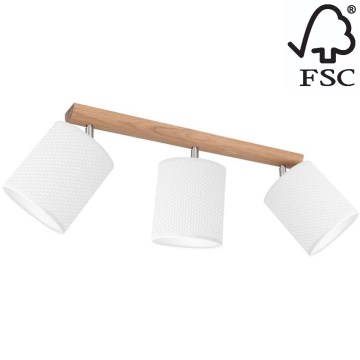 Точковий світильник BENITA 3xE27/25W/230V білий/дуб – FSC сертифіковано