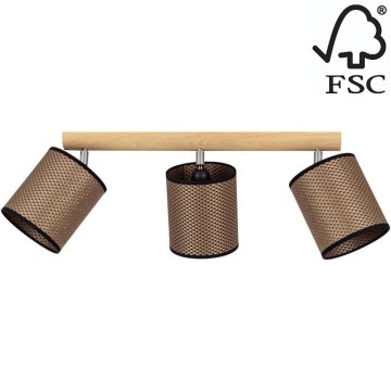 Точковий світильник BENITA 3xE27/25W/230V коричневий/дуб – FSC сертифіковано
