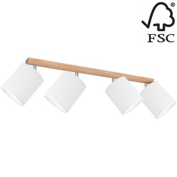 Точковий світильник BENITA 4xE27/25W/230V білий/дуб – FSC сертифіковано