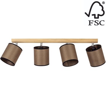 Точковий світильник BENITA 4xE27/25W/230V коричневий/дуб – FSC сертифіковано