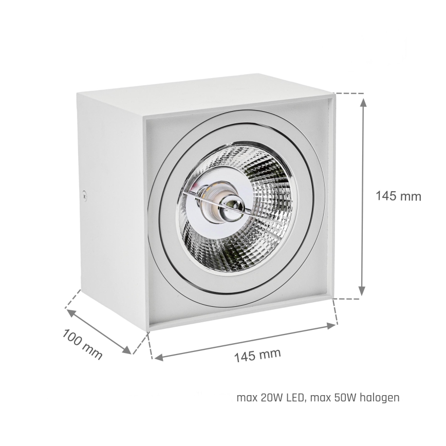 Точковий світильник CHLOE AR111 1xGU10/50W/230V квадратний білий