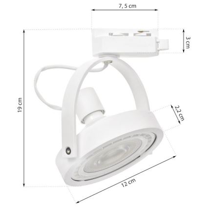Точковий світильник для трекових систем LUGAR 1xAR111 - GU10/25W/230V