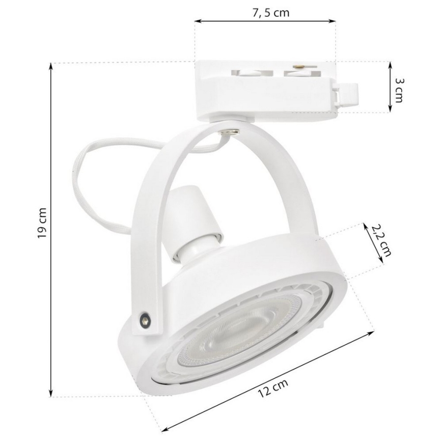 Точковий світильник для трекових систем LUGAR 1xAR111 - GU10/25W/230V