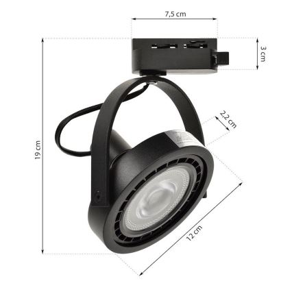 Точковий світильник для трекових систем LUGAR 1xAR111 LUGAR 1xAR111 - GU10/25W/230V