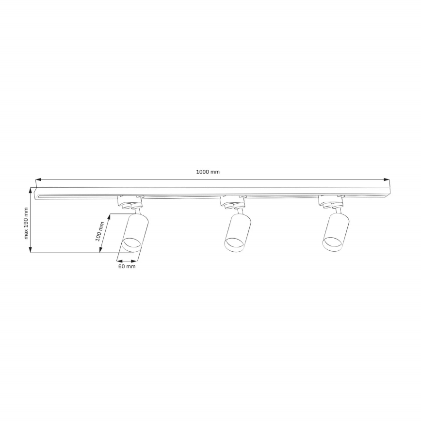 Точковий світильник для трекової системи MARIBEL 3xGU10/10W/230V +1 м трекова система золотий
