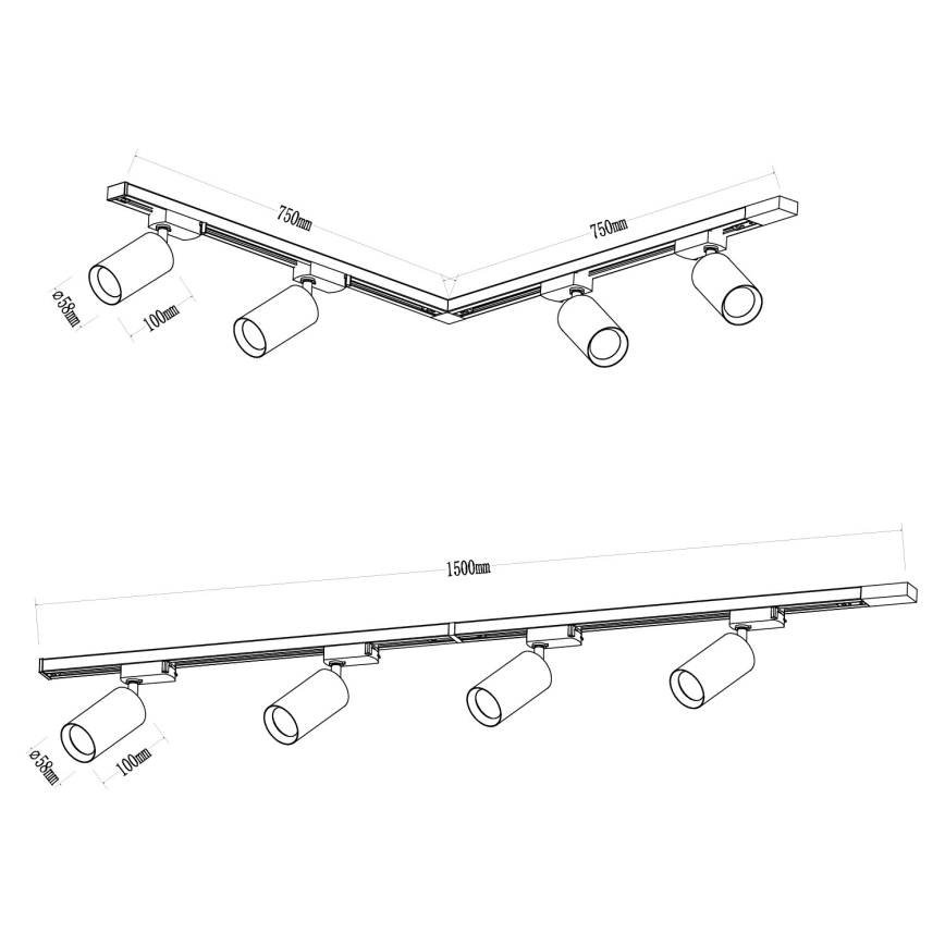 Точковий світильник для трекової системи PIPE 4xGU10/10W/230V золотий/чорний