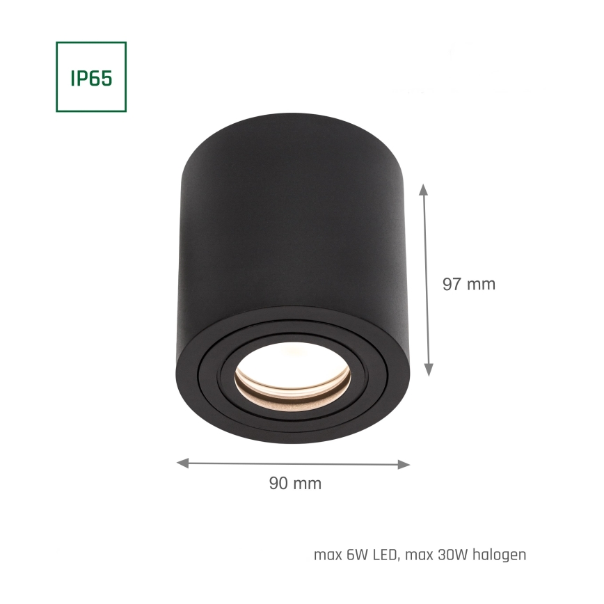 Точковий світильник для ванної кімнати CHLOE 1xGU10/30W/230V IP65 круглий чорний