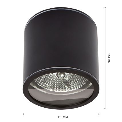 Точковий світильник для ванної кімнати CHLOE AR111 1xGU10/15W/230V IP44 круглий чорний