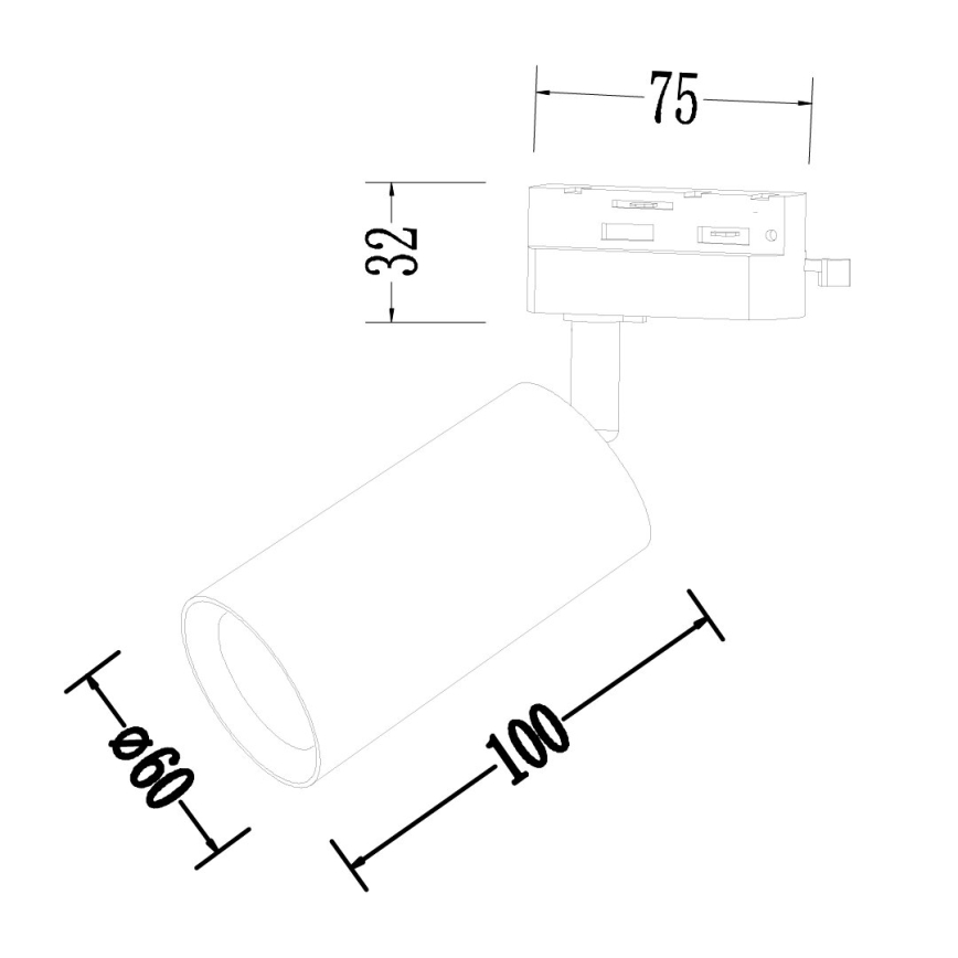 Точковий світильник до 1-фазної рейкової системи PIPE 1xGU10/10W/230V чорний
