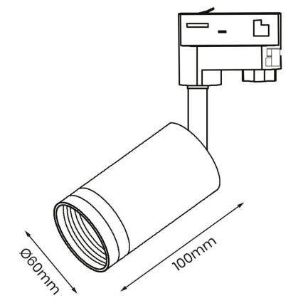 Точковий світильник do 3-fázového lištového systému PIPE 1xGU10/25W/230V чорний