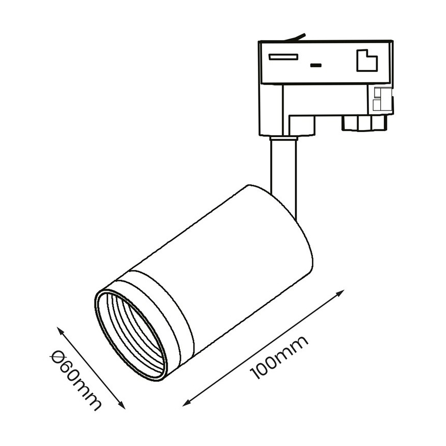 Точковий світильник do 3-fázového lištového systému PIPE 1xGU10/25W/230V чорний