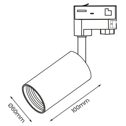 Точковий світильник do 3-fázového lištového systému PIPE 1xGU10/25W/230V чорний