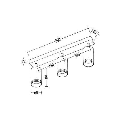 Точковий світильник PIPE 3xGU10/10W/230V чорний