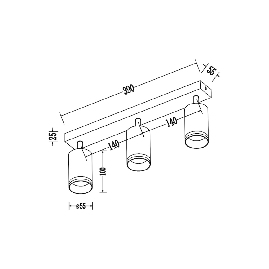 Точковий світильник PIPE 3xGU10/10W/230V чорний