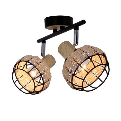 Точковий світильник TAJGA 2xE14/40W/230V ротанґ/чорний