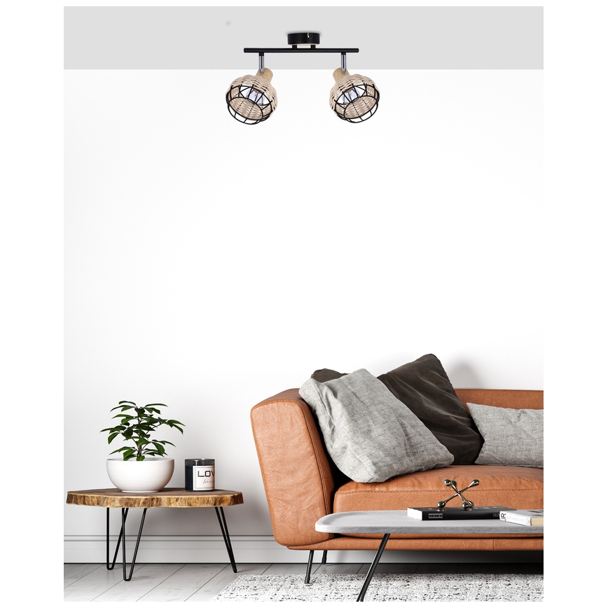 Точковий світильник TAJGA 2xE14/40W/230V ротанґ/чорний