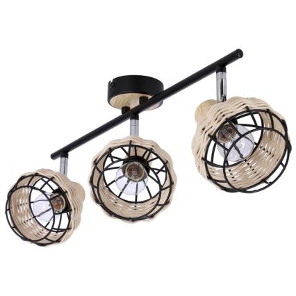 Точковий світильник TAJGA 3xE14/40W/230V ротанґ/чорний