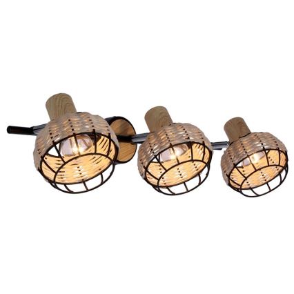 Точковий світильник TAJGA 3xE14/40W/230V ротанґ/чорний