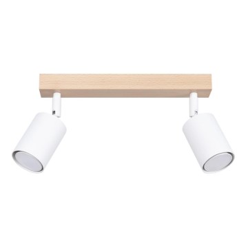 Точковий світильник VERDO 2xGU10/10W/230V білий/бук
