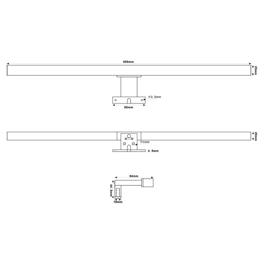 Top Light - LED Підсвітка для дзеркала для ванної OREGON LED/9W/230V 60 см IP44