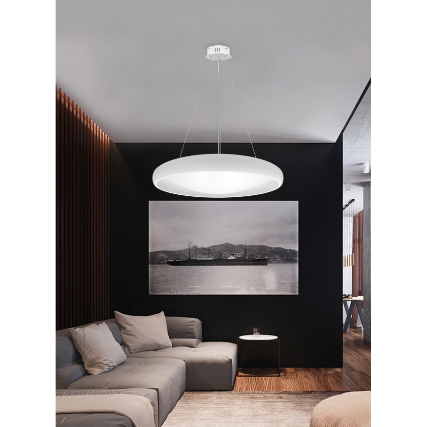 Top Light - Світлодіодна підвісна люстра з регулюванням яскравості SALERNO LED/60W/230V 3000-6500K діаметр 60 см білий + пульт дистанційного керування