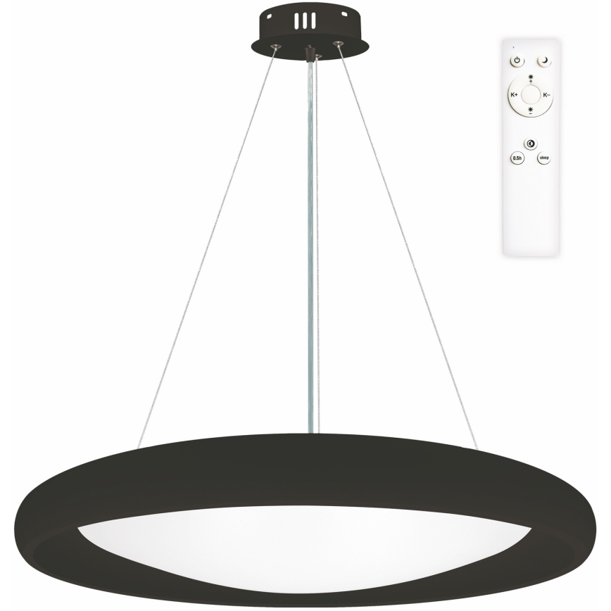 Top Light - Світлодіодна підвісна люстра з регулюванням яскравості SALERNO LED/60W/230V 3000-6500K діаметр 60 см чорний + пульт дистанційного керування