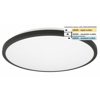 Top Light - Світлодіодний стельовий світильник для ванної кімнати ONYX LED/10W/230V IP44 3000/4000/6500K діаметр 29 см чорний