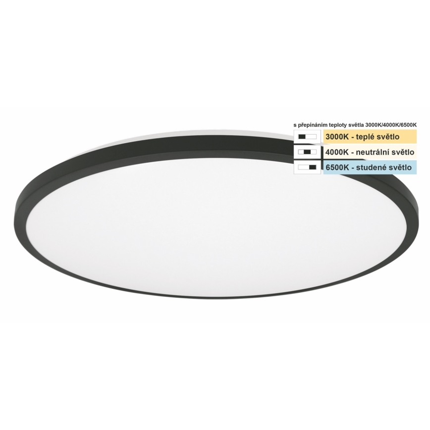 Top Light - Світлодіодний стельовий світильник для ванної кімнати ONYX LED/18W/230V IP44 3000/4000/6500K діаметр 34 см чорний