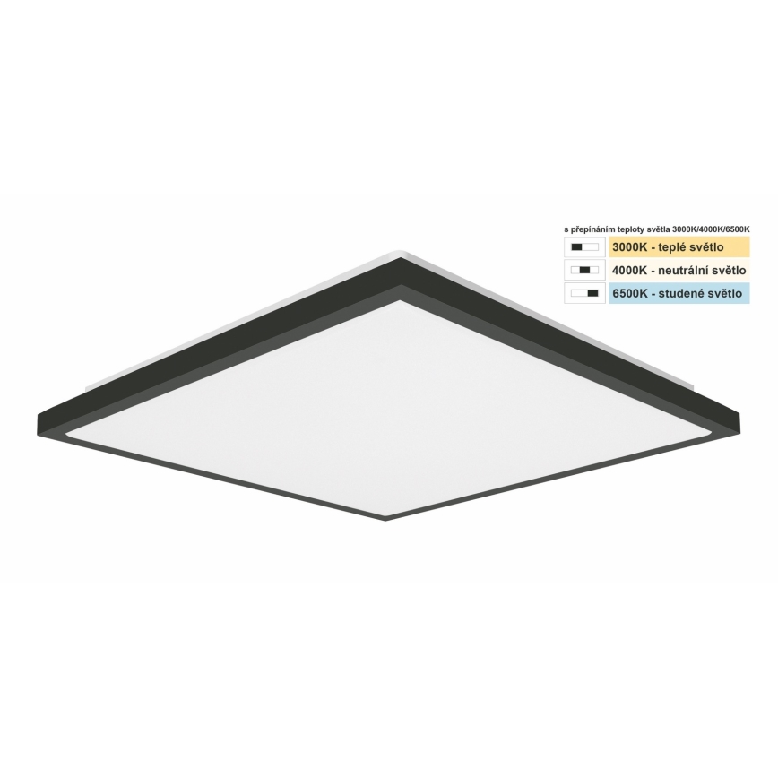 Top Light - Світлодіодний стельовий світильник для ванної кімнати ONYX LED/24W/230V IP44 3000/4000/6500K 38x38 см чорний