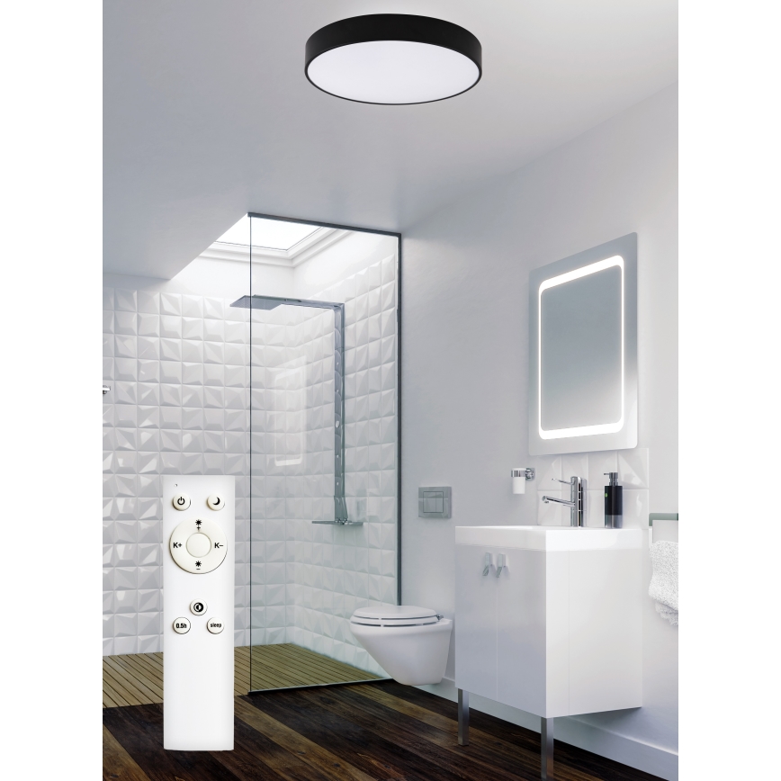 Top Light - Стельовий LED світильник для ванної з регулюванням яскравості PETAL LED/48W/230V IP44 3000-6500K діаметр 48 см чорний + пульт дистанційного керування