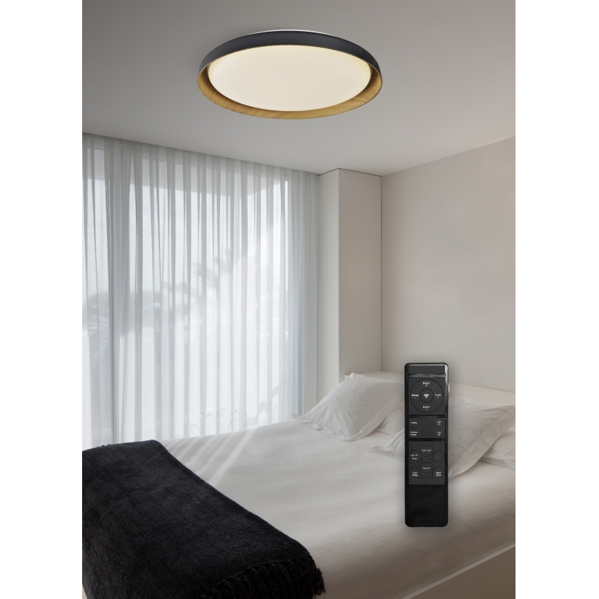Top Light - Світлодіодний стельовий світильник з регулюванням яскравості SATELLITE LED/48W/230V 3000-6500K діаметр 53 см чорний/коричневий + пульт дистанційного керування