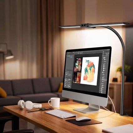 Top Light - LED настільна лампа з регулюванням яскравості та затискачем LYRA LED/18W/230V 3000-6500K чорна