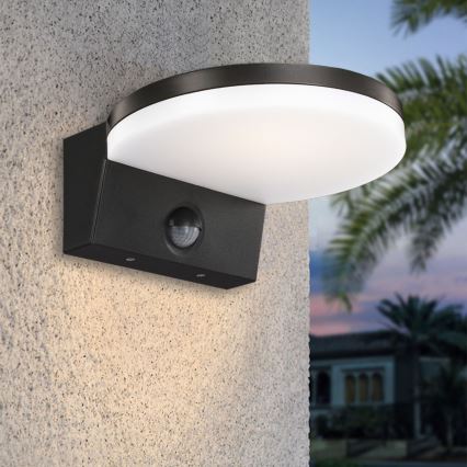 Top Light - LED Вуличний настінний світильник з датчиком NOVARA LED/15W/230V IP65 чорний