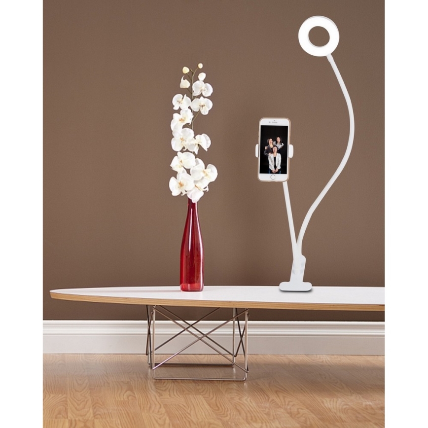 Top Light Neck B - Светодиодная настольная лампа с регулированием яркости и держателем NECK LED/5W/230V белый