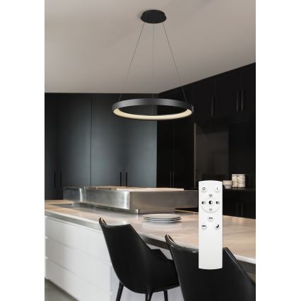 Top Light - Світлодіодна підвісна люстра з регулюванням яскравості ORBIT LED/40W/230V 3000-6500K діаметр 50 см чорний + пульт дистанційного керування