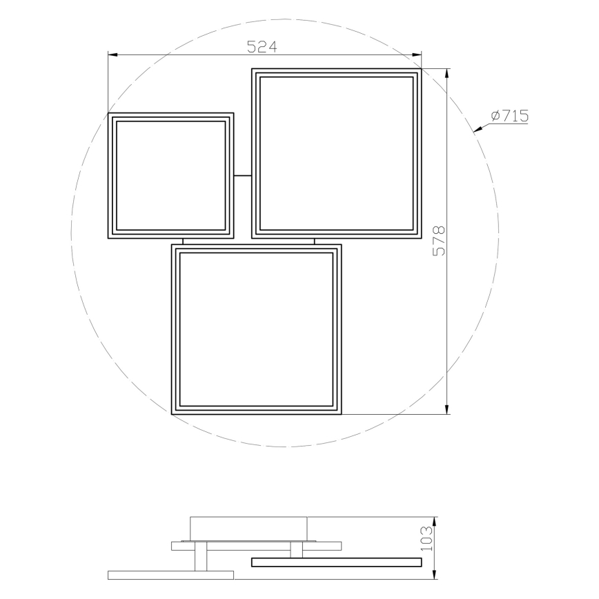 Top Light - Пристельова LED люстра з регулюванням яскравості MERKUR LED/50W/230V 3000-6500K чорний + пульт дистанційного керування
