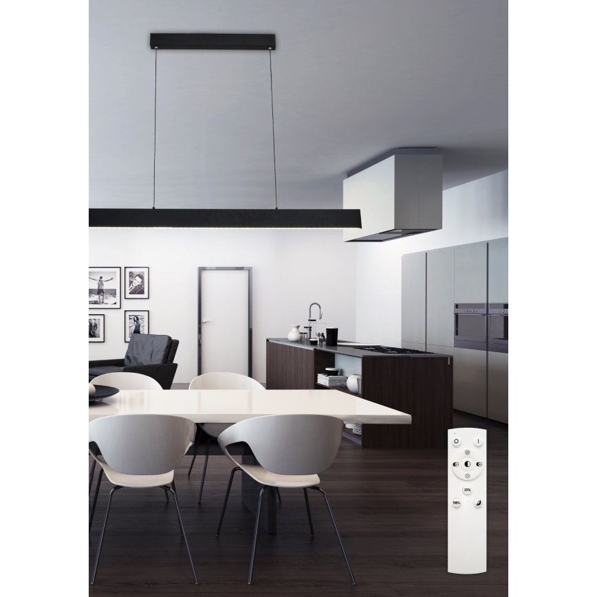 Top Light - Светодиодная подвесная люстра с регулированием яркости LINE LED/30W/230V черный + дистанционное управление
