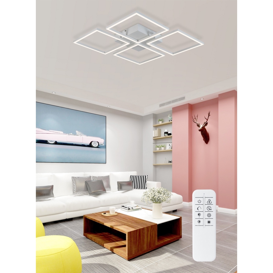 Top Light - Светодиодная припотолочная люстра с регулированием яркости RIVIERA 4xLED/16,25W/230V угловой белый + дистанционное управление