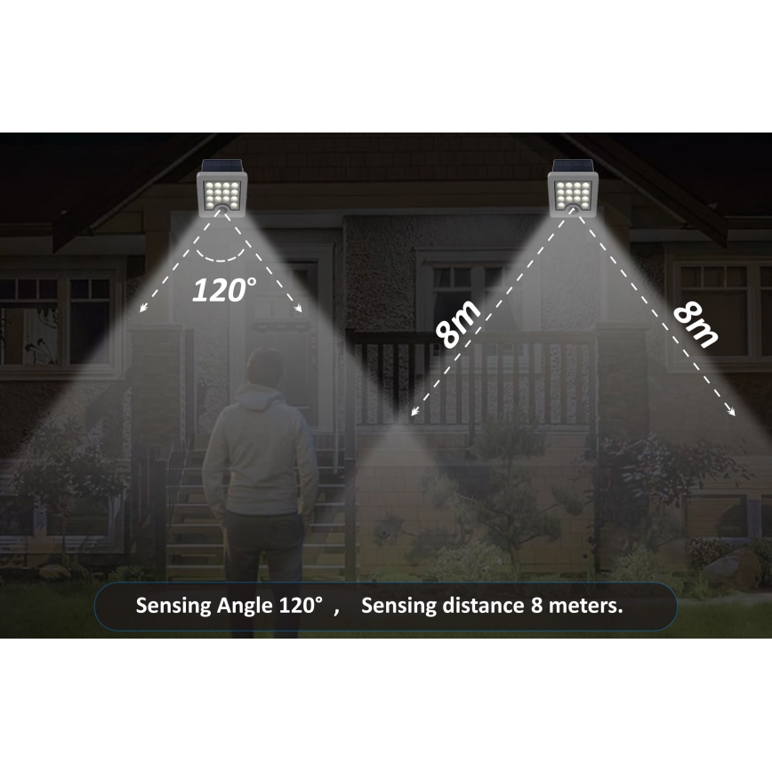 Top Light - Светодиодный настенный прожектор на солнечной батарее с датчиком HELEON S LED/5W/3,7V IP65 4000K 1800 mAh