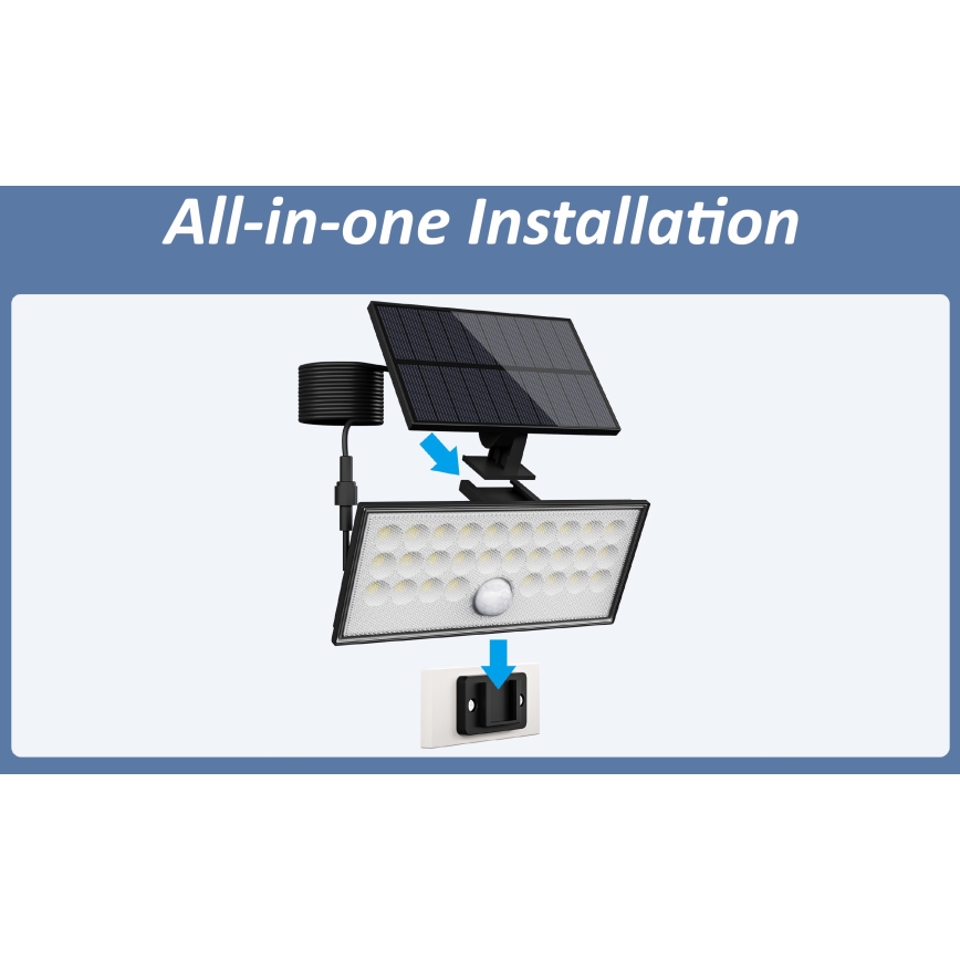Top Light - Светодиодный настенный прожектор на солнечной батарее с датчиком HELEON VARIO LED/8W/3,7V IP65 4000K 2200 mAh + дистанционное управление