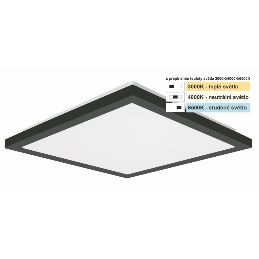 Top Light - Светодиодный потолочный светильник для ванной комнаты ONYX LED/10W/230V IP44 3000/4000/6500K 28x28 см черный