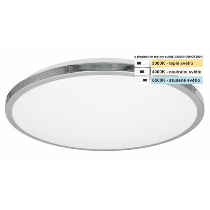 Top Light - Светодиодный потолочный светильник для ванной комнаты SILVER LED/10W/230V IP44 3000/4000/6500K диаметр 29 см блестящий хром