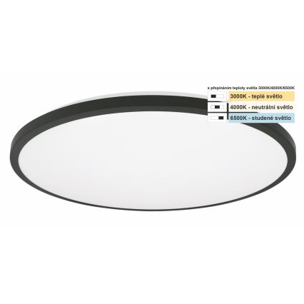 Top Light - Светодиодный потолочный светильник для ванной комнаты ONYX LED/18W/230V IP44 3000/4000/6500K диаметр 34 см черный