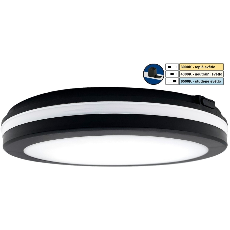 Top Light - Светодиодный светильник для ванной комнаты COMET LED/24W/230V 3000/4000/6500K IP54 диаметр 30 см черный
