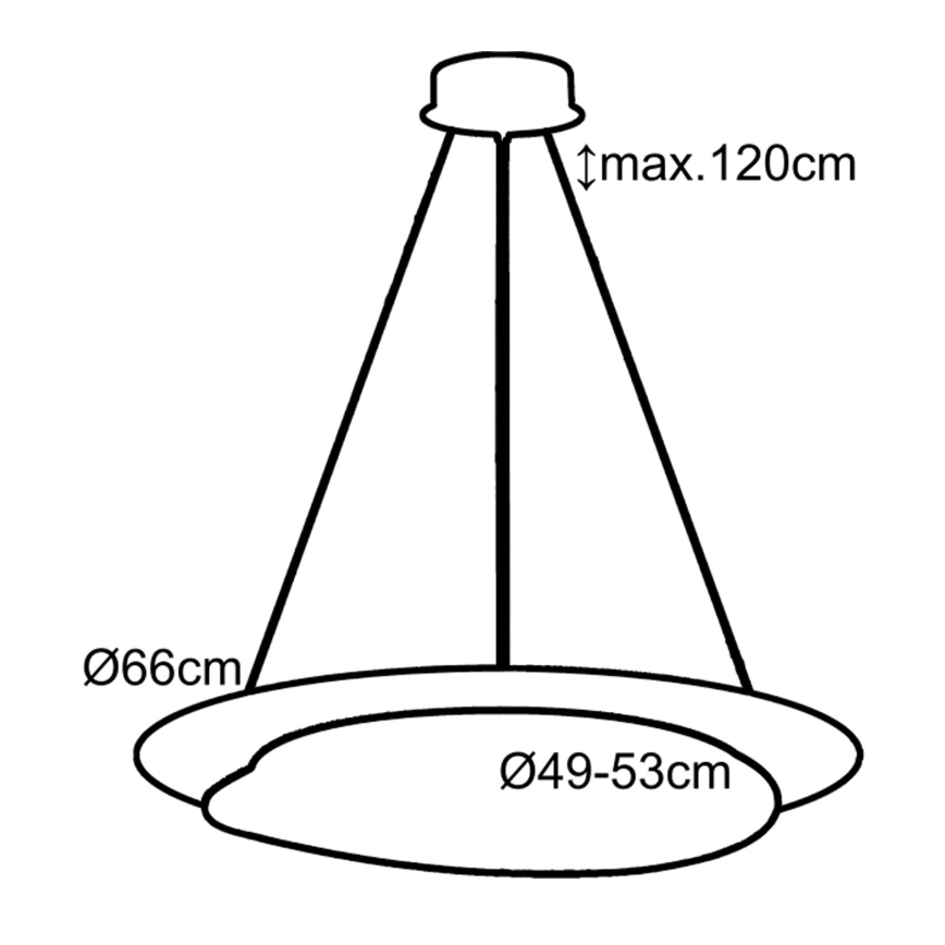 Top Light - Світлодіодна підвісна люстра з регулюванням яскравості STONE LED/51W/230V 3000-6500K + пульт дистанційного керування