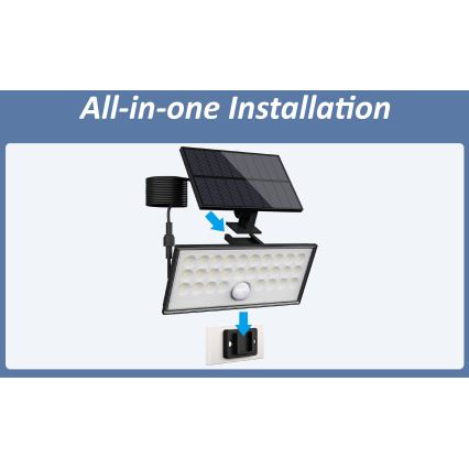 Top Light - Світлодіодний настінний прожектор на сонячній батареї з датчиком HELEON VARIO LED/8W/3,7V IP65 4000K + пульт дистанційного керування