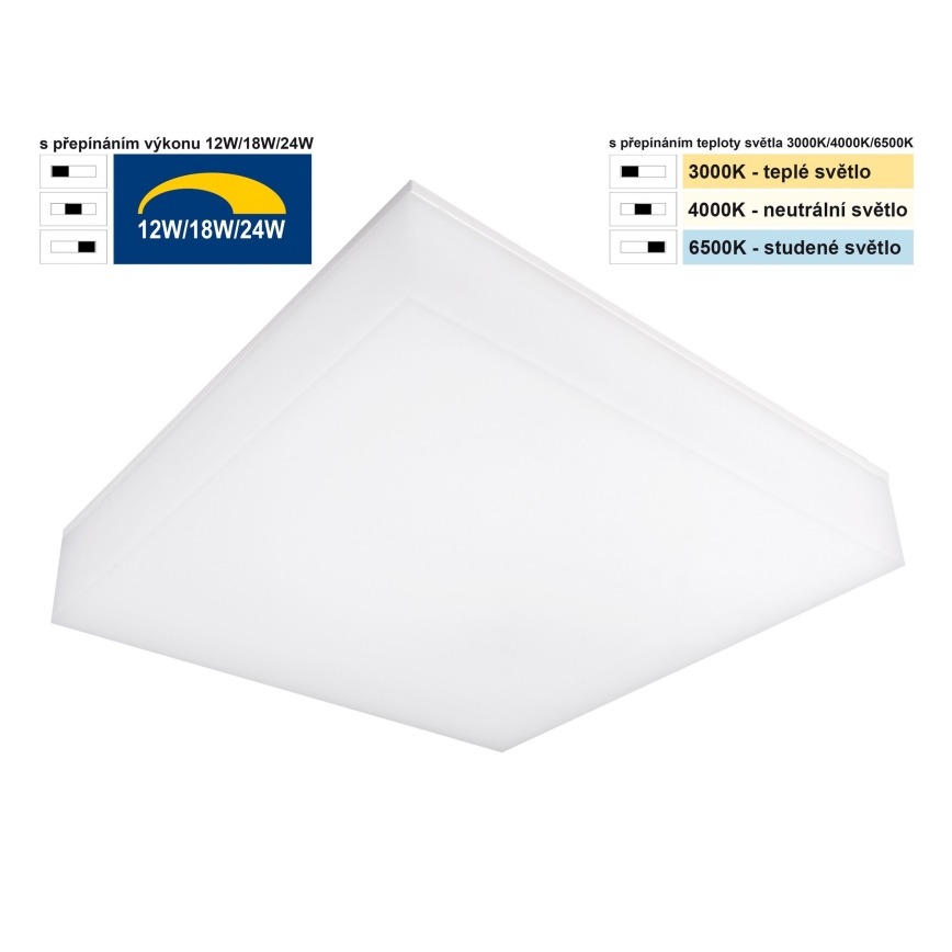 Top Light - LED Стельовий настінний світильник з регулюванням яскравості BOXTER LED/12/18/24W/230V IP54 3000/4000/6500K 28x28 см